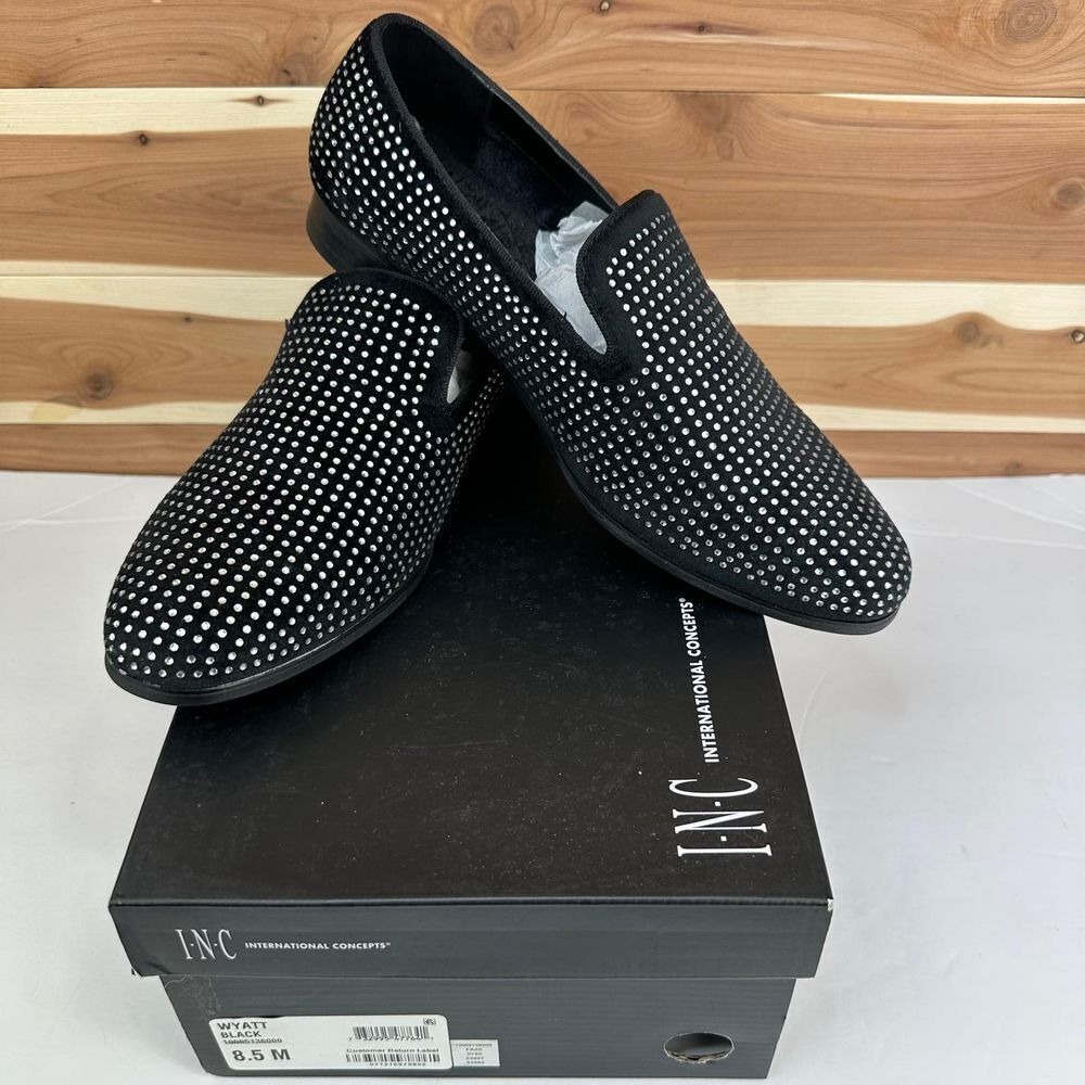 INC International Concepts Shoes Mens Size 10.5M Black Slip On Loafers 8.5 M